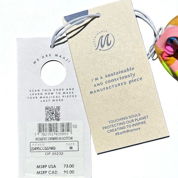 🌻NEW w/tags Maaji REVERSIBLE Rainbow Stripe Sublimity Bikini Bottom Size M - Picture 11 of 11